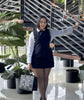 Layered Two-Piece Outfit ，Structured Long-Sleeve Shirt with Sleeveless Overlay Dress