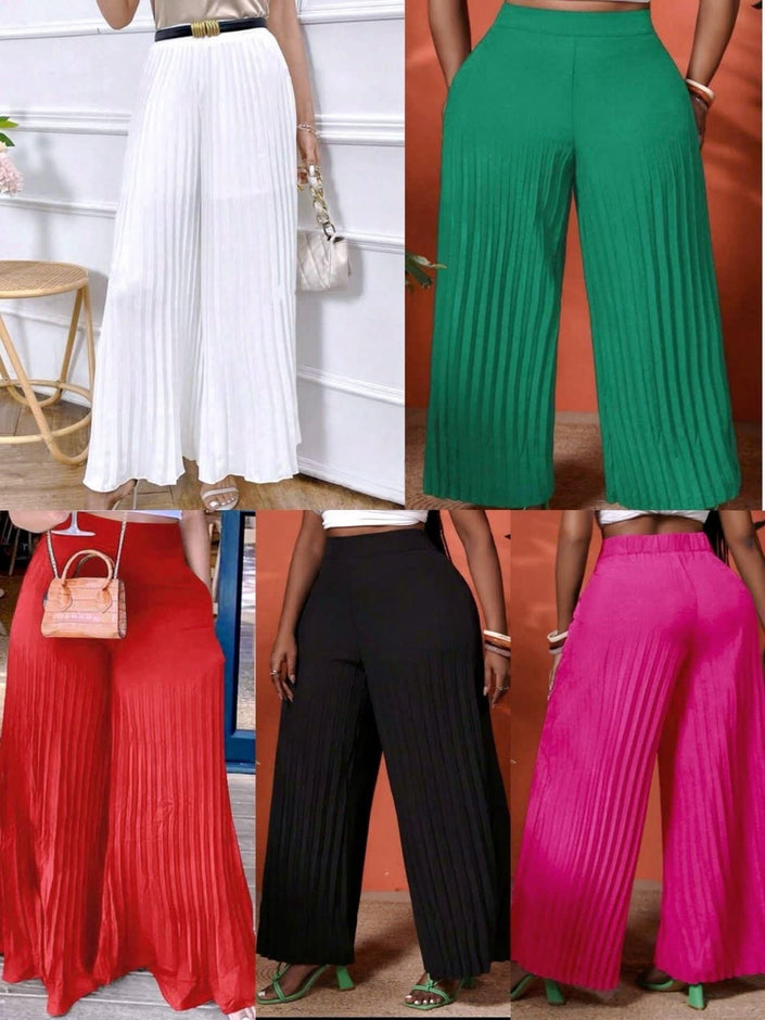 High-Waisted Pleated Wide-Leg Pants