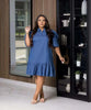 Loose Puff Sleeve Dress with Ruffled Hem