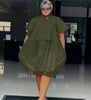 Fashionable Short Sleeve Maxi Dress with Front Placket Detail