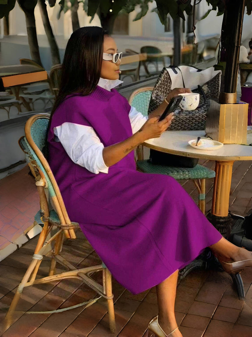 Sleeveless Loose-Fit Dress - Paired with Long-Sleeve Inner Layer Design