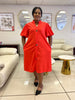 Loose Fit Dress with Front Button Decoration, Short Sleeve Design