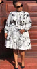 Long-Sleeve Tie-Neck Ruffled Waist Dress