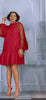 Modern Sheer Sleeve Dress with Dotted Detail and Ruffled Hemline