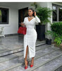 Elegant Midi Bodycon Dress with Front Slit