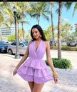 Halter Top Romper with Layered Skirt Detail