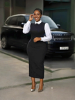 Faux Layered Shirt-Inspired Midi Dress