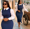 Faux Layered Shirt-Inspired Midi Dress