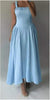 Square Neck Pleated Maxi Dress with Gathered Straps