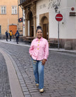 Vintage Style Long Sleeve Shirt with Gold Button Accents