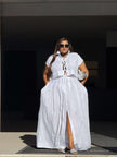 Collared Lace Up Wide Leg Pants Set