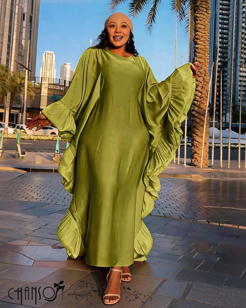 Loose ruffled sleeve plus size maxi dress for women - view 1
