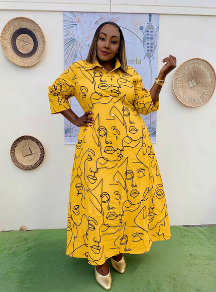 Shirt Dress Abstract Face Line Detail Art Event