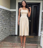 Square Neck Pleated Maxi Dress with Gathered Straps