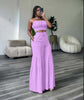 Women's Tiered Ruffle Wide-Leg Pants Set – Cropped Spaghetti Strap Top