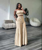 Women's Tiered Ruffle Wide-Leg Pants Set – Cropped Spaghetti Strap Top