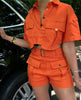 Utility Pocketed Short-Sleeve Shirt & Shorts Set