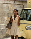 Women's Sleeveless Blazer-Inspired Dress with Gold Button Detail