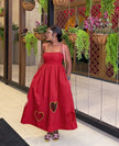 Women's contrast heart cutout spaghetti strap midi dress - view 3