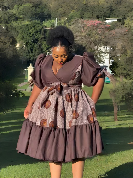 Ethnic Puff Sleeve Flare Dress