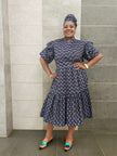 Women's Ruffled Sleeve Midi Traditional Dress