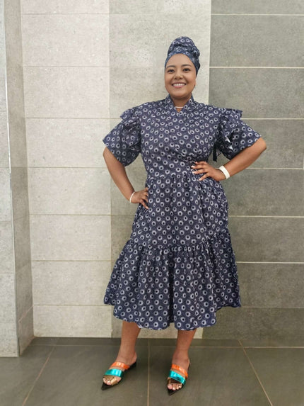 Women's Ruffled Sleeve Midi Traditional Dress