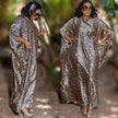 Women's Loose Kaftan Dress - Irregular Spot Pattern with Batwing Sleeves