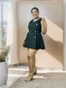 Women's Sleeveless A-Line Dress - Double-Breasted Design with Decorative Button Details