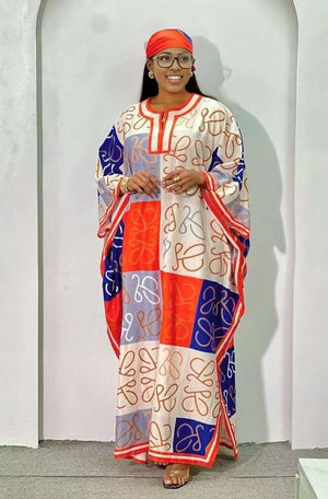 Patchwork Print Wide Sleeve Dress