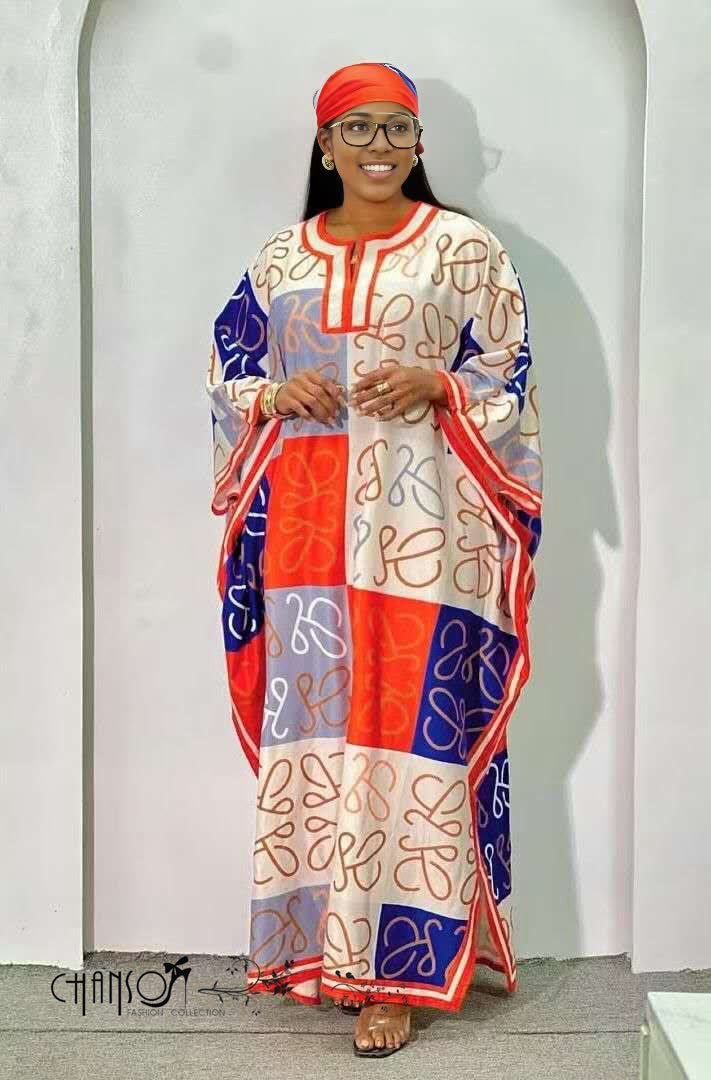 Dress Patchwork Print Wide Sleeve Chic Casual