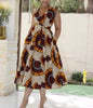 Elegant Mid-Length Traditional Dress with V-Neck and Cap Sleeves