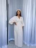Long Formal Dress with Decorative Front Buttons and Wide Sleeves