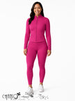 Women Active 2 Piece Set Stand Collar Zip Up Cropped Jacket Leggings For Workout Commute