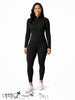 Women Active 2 Piece Set Stand Collar Zip Up Cropped Jacket Leggings For Workout Commute