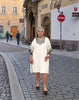 Women's Loose Fit Dress with Striped Accents and Front Slit Design