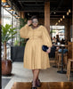 Bow Dress: Elegant Long Sleeves with Flowing Skirt Design