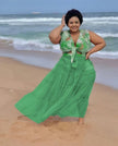 Tropical Leaf Print Knot-Front 3-Piece Swimwear