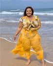 Tropical Leaf Print Knot-Front 3-Piece Swimwear
