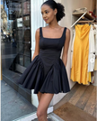 Sleeveless Skater Dress with Square Neck and Pleated Waist