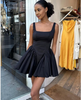 Sleeveless Skater Dress with Square Neck and Pleated Waist