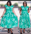Floral Print Flared Midi Dress with Fitted Bodice
