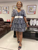 V-Neck Zebra Stripe Pattern Knee-Length Dress Without Belt