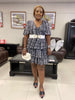 V-Neck Zebra Stripe Pattern Knee-Length Dress Without Belt