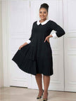 Elegant Patchwork Collar Pleated Dress