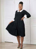 Elegant Patchwork Collar Pleated Dress