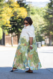 Ethnic Style Long Sleeve Dress, Abstract Natural Landscape Pattern, Loose Casual Design