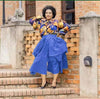Women's Vintage Floral Puff Sleeve Blouse & High-Waisted Layered Skirt Set