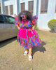 Women's Vintage Print Short Sleeve Traditional Dress