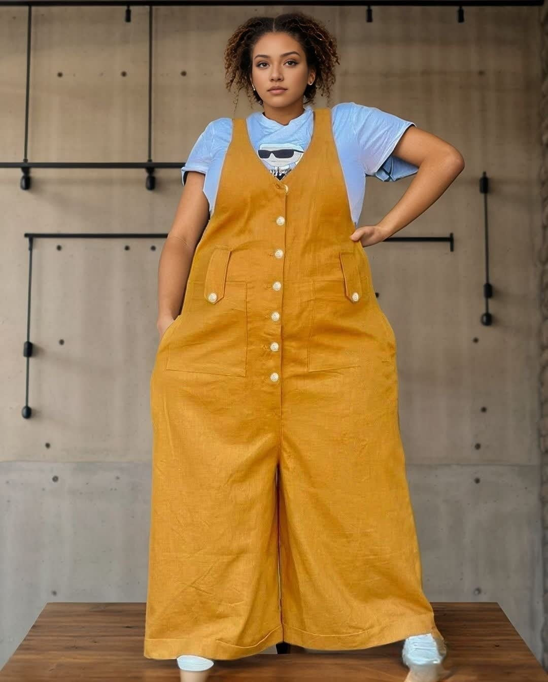 Women's Suspender Jumpsuit: Loose Casual Workwear Style