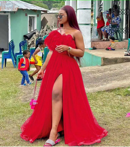 High Slit Statement Gown with Leg Reveal